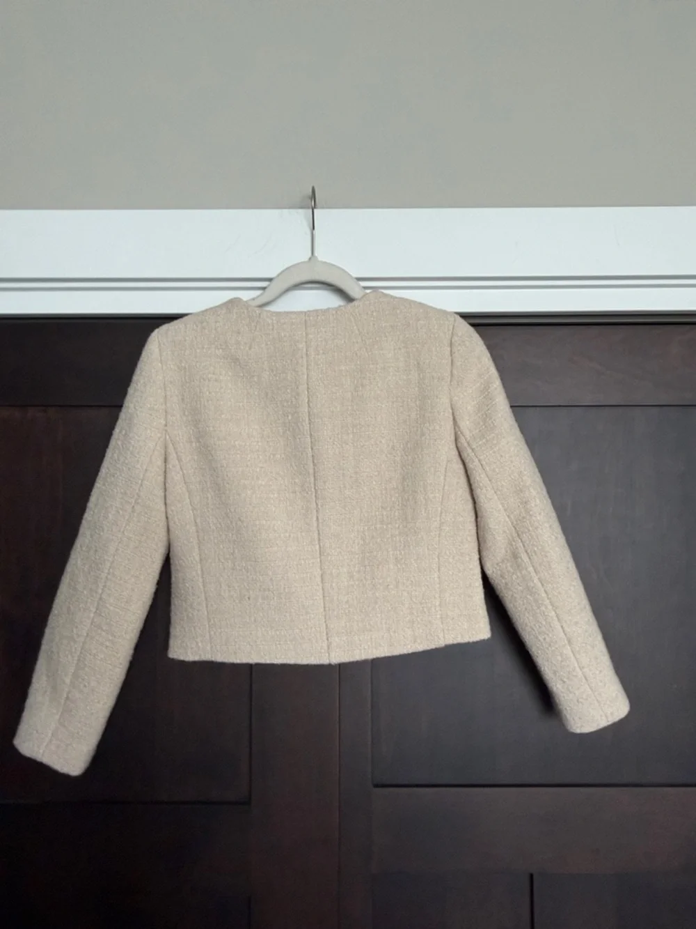 J Crew Bridgette lady jacket in Natural Tweed size 00 missing snap